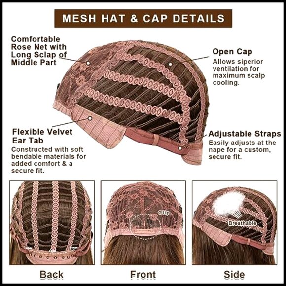 Synthetic Bob Wig with Bangs Heat Resistant Adjustable Cap Medium Length main image 4